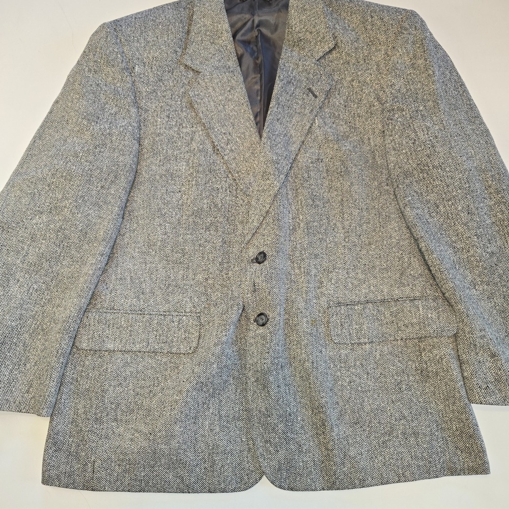 Bert Pulitzer Collectors Edition 100% Silk Tweed Gray Men's Blazer Coat Size 42